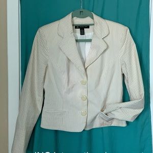 INC pinstripe blazer creme button up size M